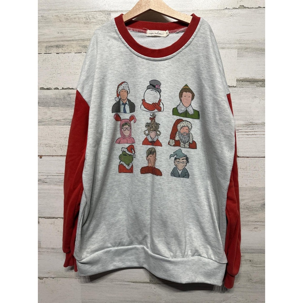 Nora Madison Christmas Movie Character Sweatshirt Women M Grey Red Graphic GUC*